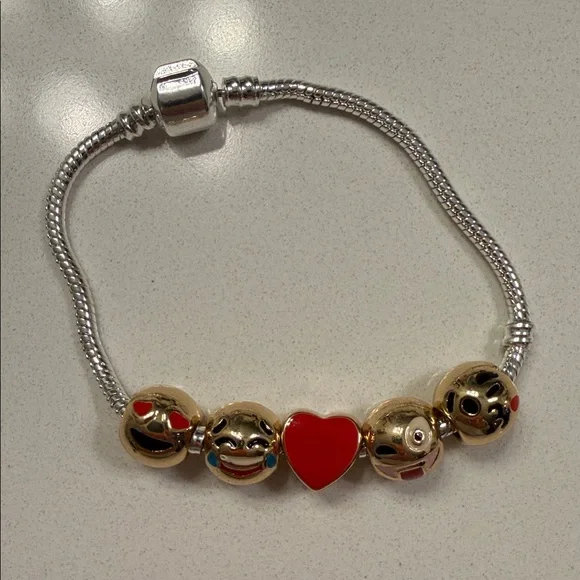 Gold and Silver Emoji Charm Bracelet - Picture 1 of 3